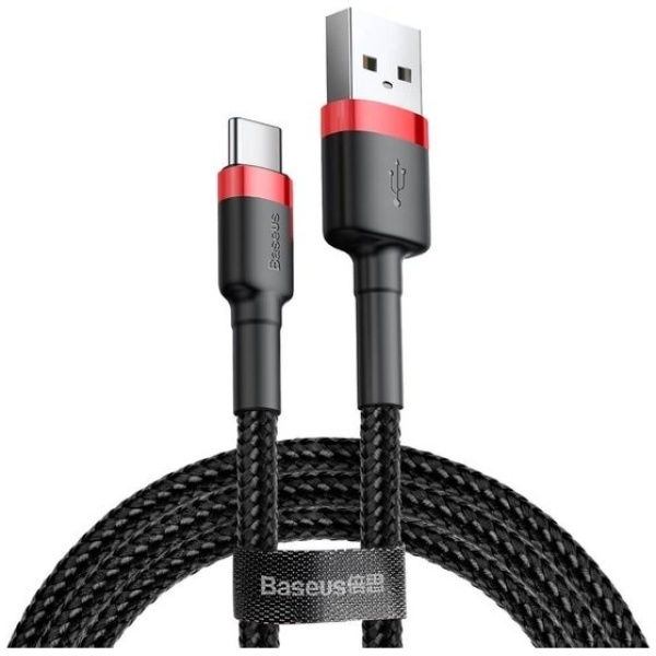 Baseus Geweven Nylon USB naar USB-C Fast Charge Kabel 0.5M Grijs - Image 4