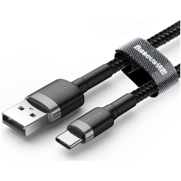 Baseus Gevlochten USB Type C Kabel 2 Meter 2A Zwart Grijs - Image 2