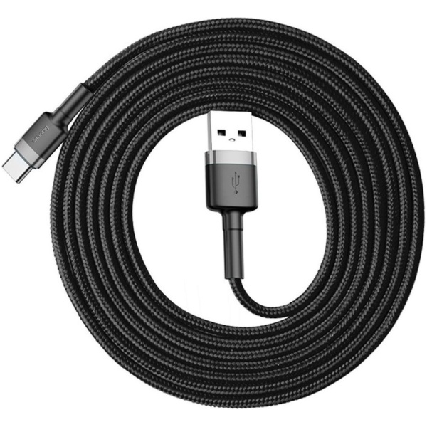 Baseus Gevlochten USB Type C Kabel 2 Meter 2A Zwart Grijs - Image 3