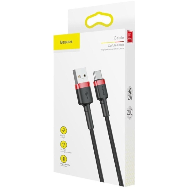 Baseus Cafule USB-kabel 2 m USB A USB C Zwart, Rood - Image 2